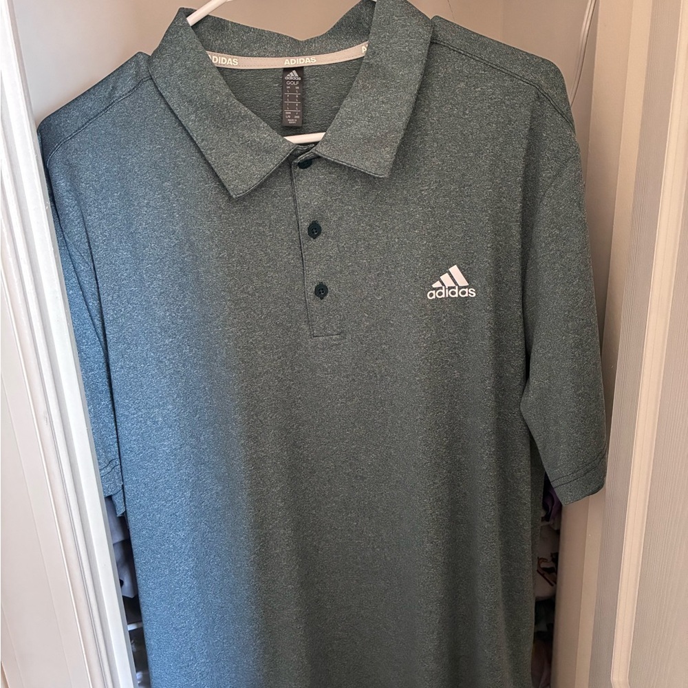 Adidas Men's Heathered Green Polo